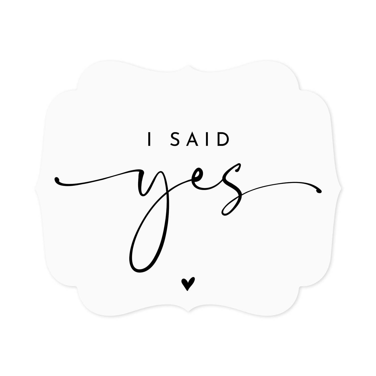 Classic I Said Yes Heart Sign / 10" x 12" Chic Black And White Wedding Boutique Sign/Plastic Phot... | Amazon (US)