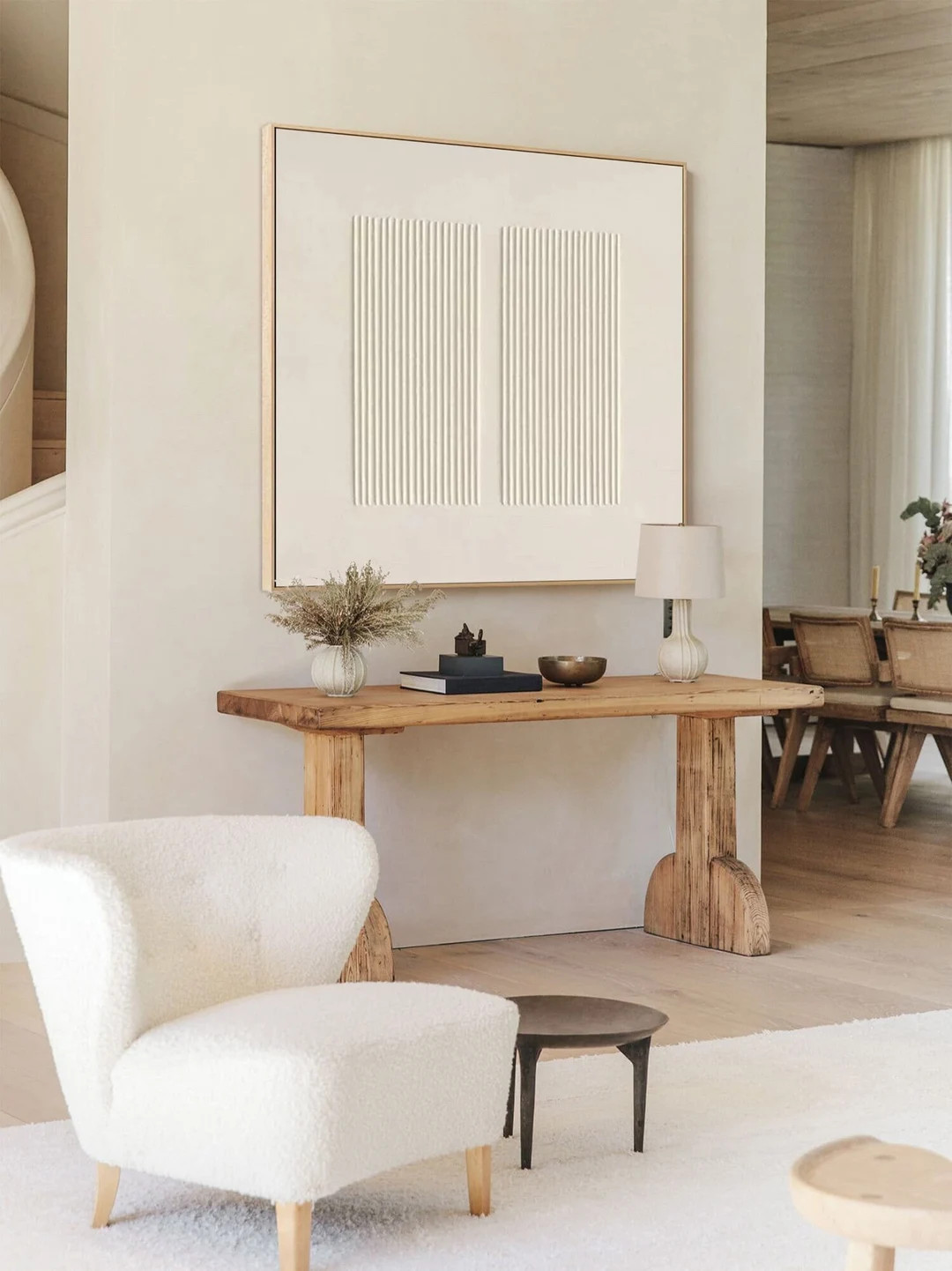 Pure Beige 3D Minimalist Painting on Canvas Beige Plaster Wall - Etsy | Etsy (US)