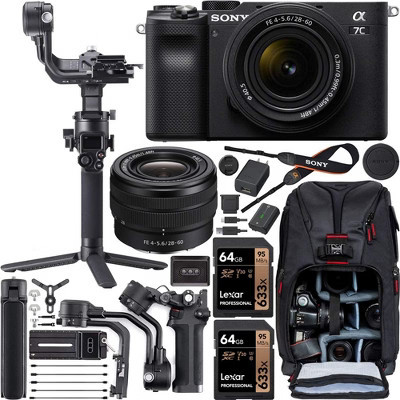 Sony Alpha a7C Mirrorless Digital Camera with 28-60mm Lens W/ Filmmaker's Kit with DJI RSC 2 Gimbal 3-Axis Handheld Stabilizer Deluxe Bundle | Target