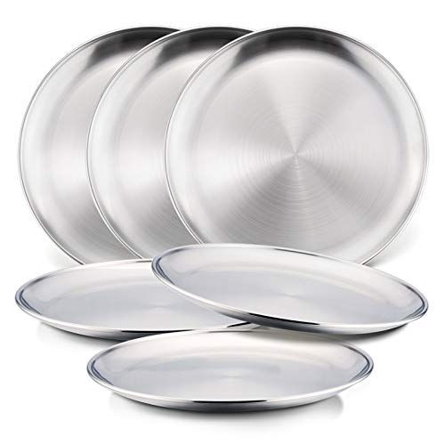 6-Piece 18/8 Stainless Steel Plates, HaWare Metal 304 Dinner Dishes for Kids Toddlers Children, 8 In | Amazon (US)