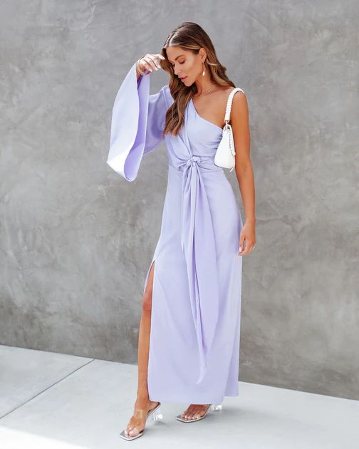 Lifetime Of Happiness Satin One Shoulder Maxi Dress - Lavender | VICI Collection