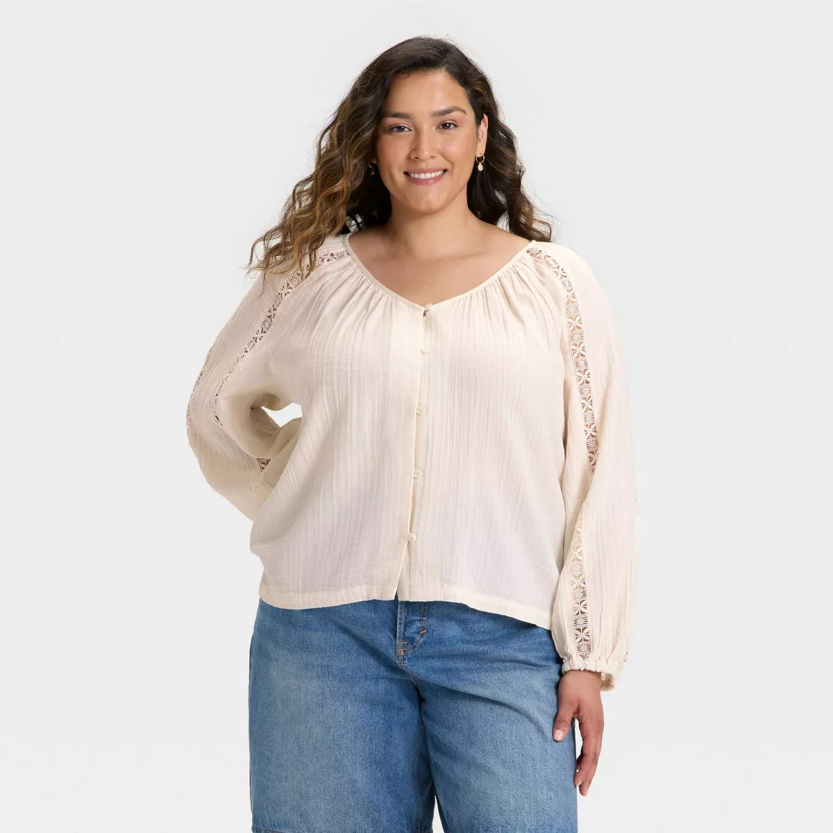 Women's Balloon Long Sleeve Lace Blouse - Universal Thread™ | Target