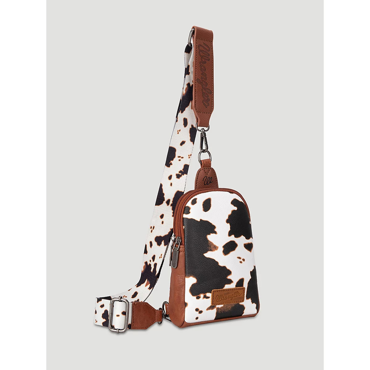 Cow Print Canvas Sling Bag in Brown | Wrangler
