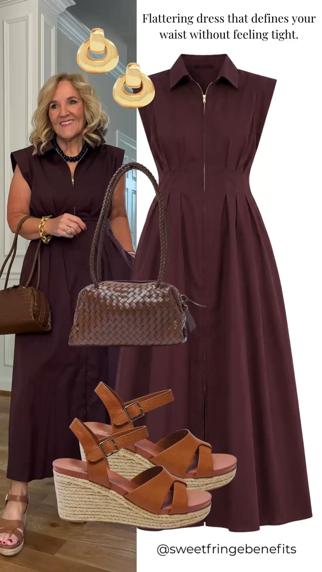 This zip-front midi dress is so flattering thanks to the defined waist and easy, relaxed fit. It's polished enough for church or dinner out but comfortable enough to wear all day. Paired with wedge sandals and a woven handbag for a timeless fall transition look.

💡 LTK MADE EASY
❤️ Heart = Support my posts!
🔖 Save = Get sale & restock alerts
📋 Lists = Keep favorites organized
📲 Share = Send lists and products to a friend. Hello, Christmas List!
💬 Comment = Ask me anything about what I'm wearing.:-)

#LTKootd #LTKOver40 #LTKdayinmylife