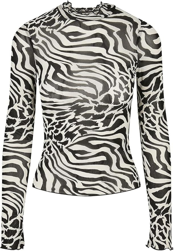 Urban Classics Women's Ladies AOP Mesh Turtleneck Longsleeve T-Shirt | Amazon (UK)