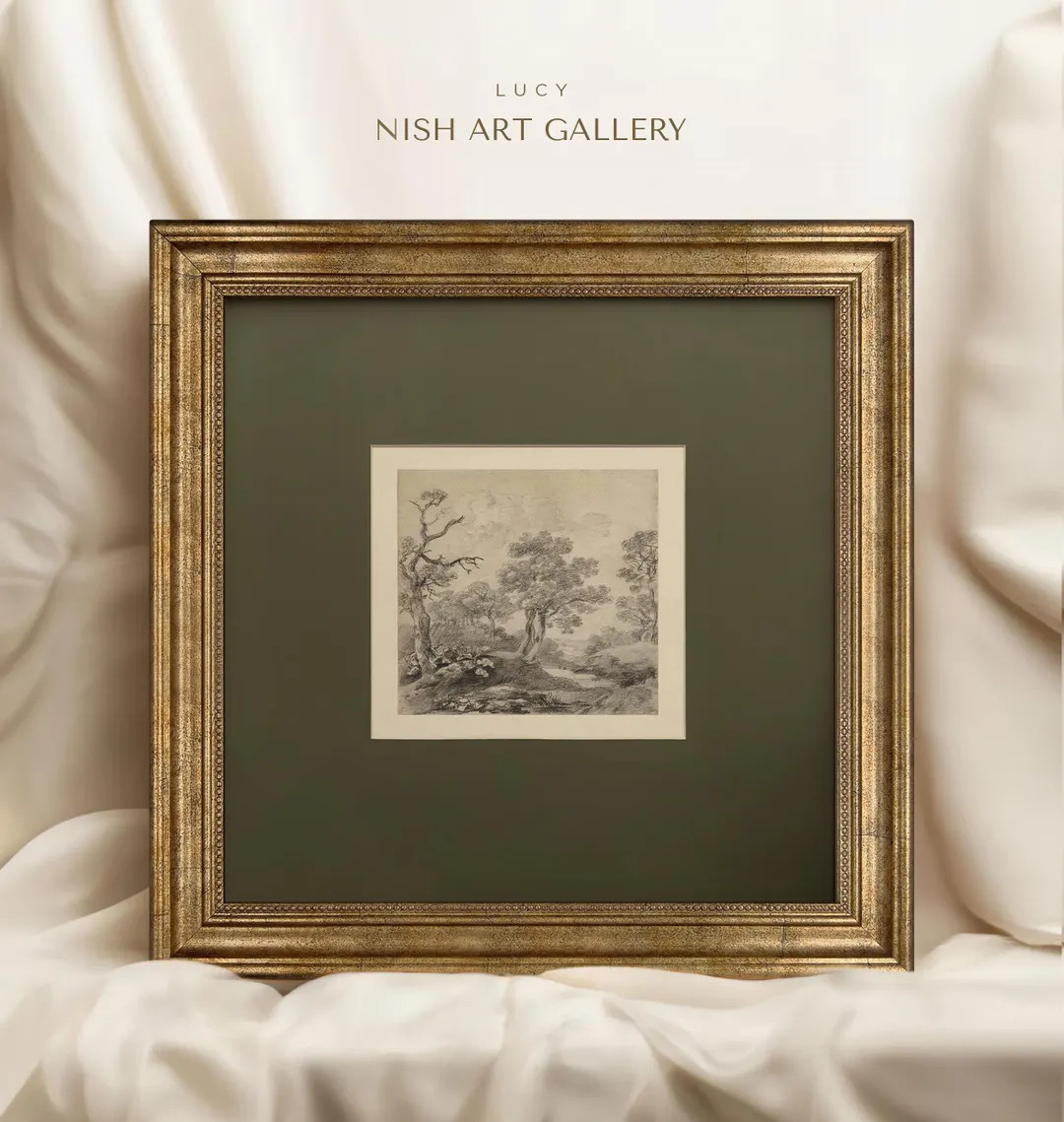 Vintage Framed Tree Print: Forest Landscape Drawing, Gold Frame #188 - Etsy | Etsy (US)