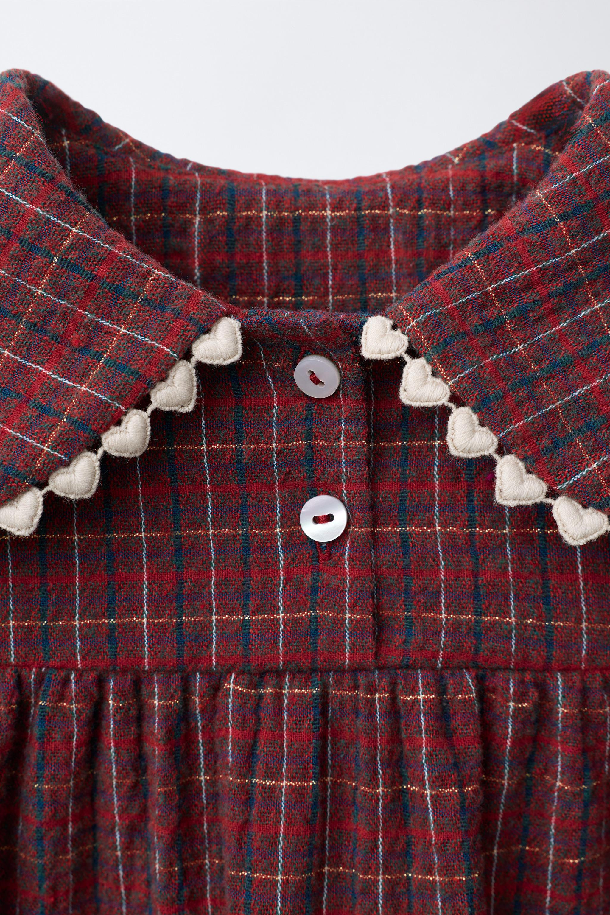 PLAID DRESS WITH HEART LACE TRIM | Zara Canada