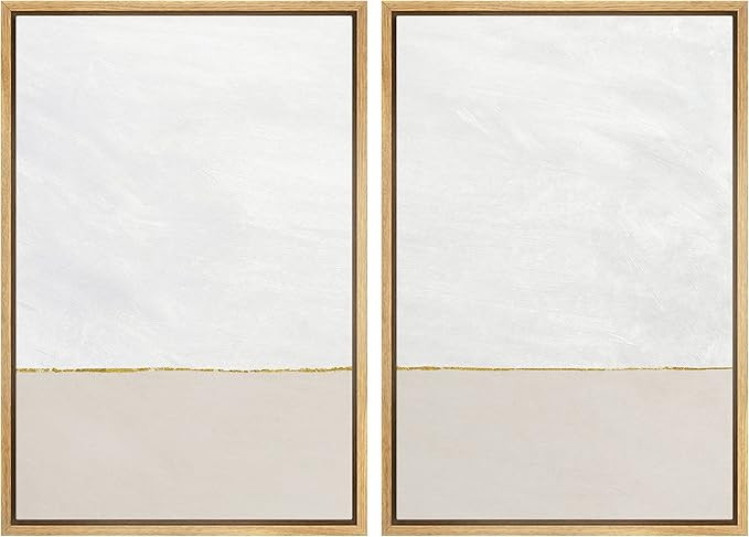 IDEA4WALL Framed Canvas Print Wall Art Set White Tan Duotone Color Block Landscape Abstract Shape... | Amazon (US)