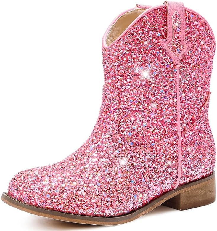 Toddler Girls Cowgirl Boots Western Glitter Cowboy Boot Ankle Boots Little Kids Big Kid Horse Rid... | Amazon (US)
