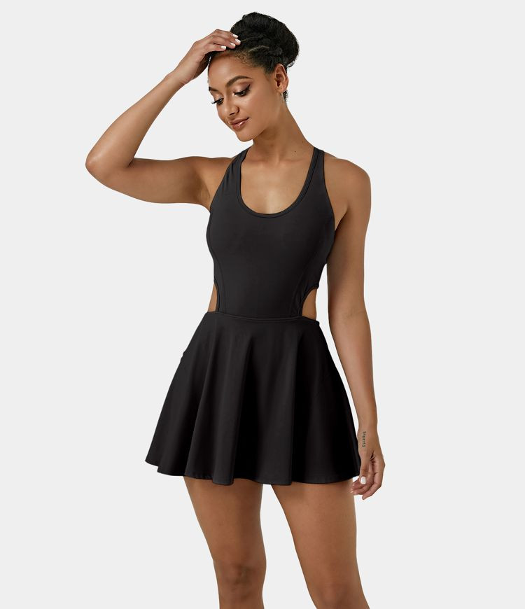 Women’s Softlyzero™ Airy Backless Crisscross Cut Out 2-in-1 Pocket Cool Touch Mini Tennis Act... | HALARA