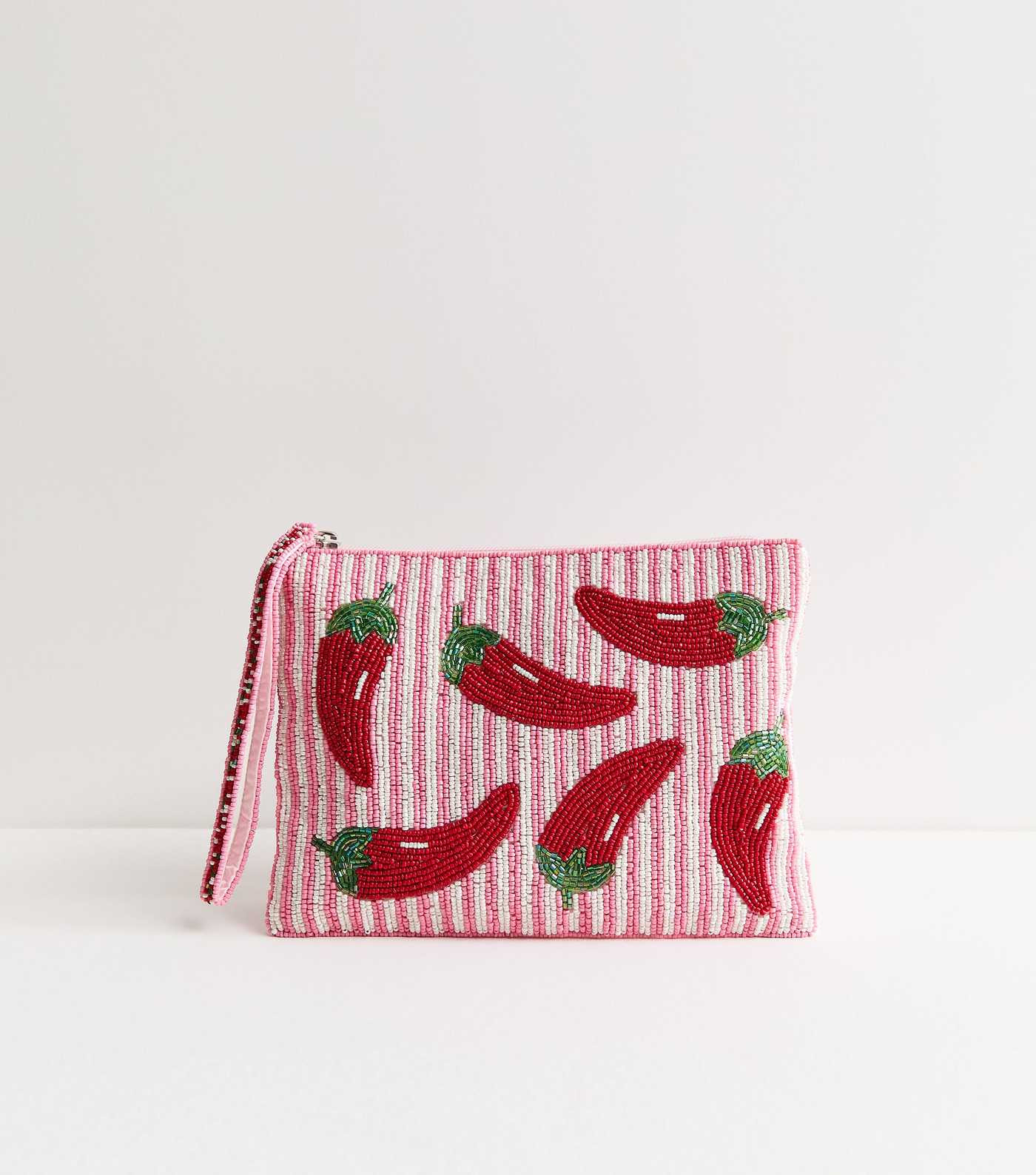 Pink Beaded Chilli Zip Pouch | New Look | New Look (UK)