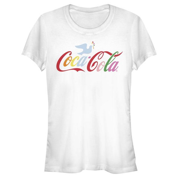 Junior's Coca Cola Unity Rainbow Dove Logo T-Shirt | Target