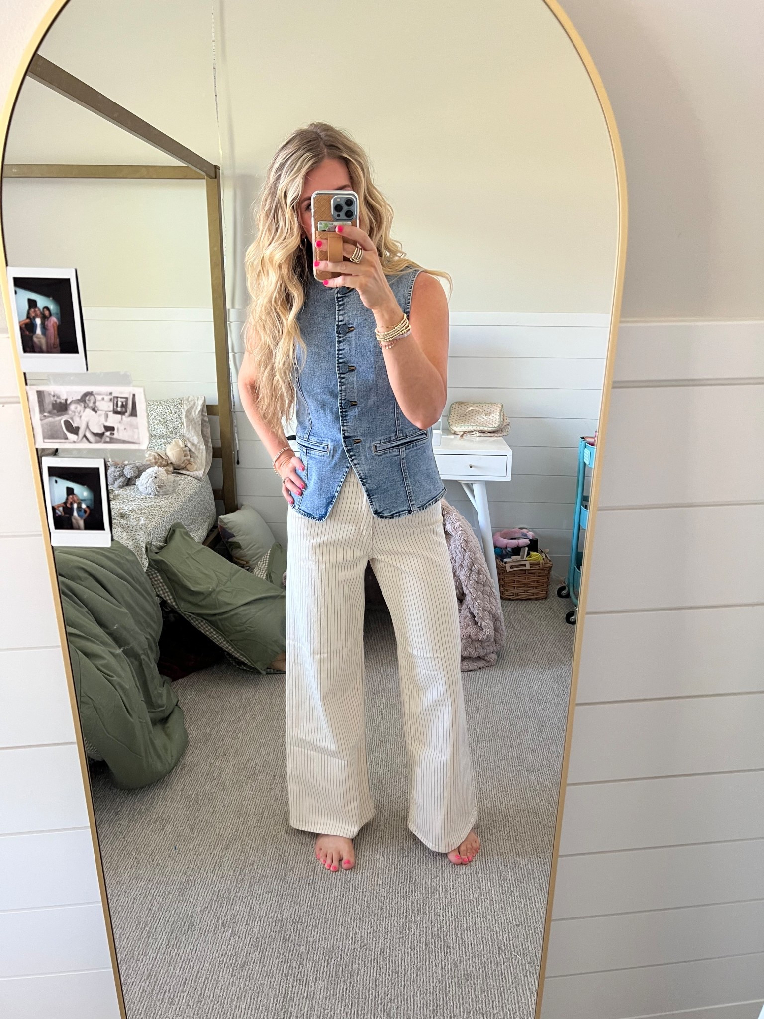 Denim vest for a fraction of the designer cost. Love a cute good quality outfit under $100 bucks 🥰

#LTKOver40 #LTKSaleAlert #LTKFindsUnder100