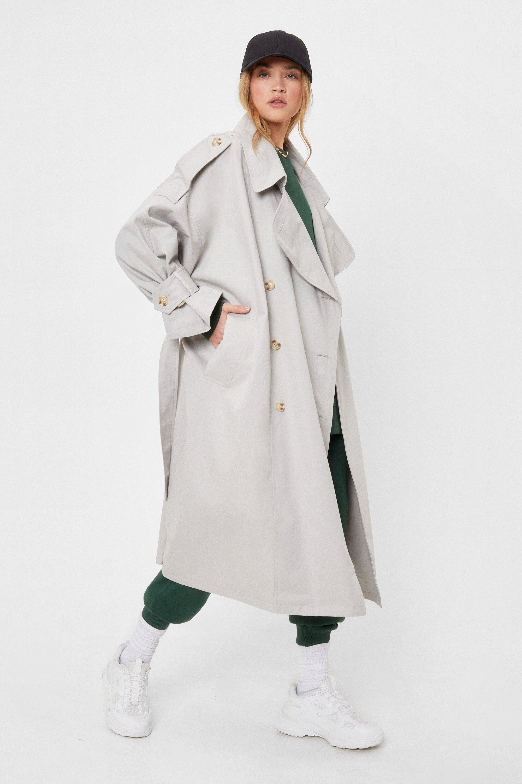 Womens We're On the Case Belted Oversized Trench Coat - Grey | NastyGal (US & CA)
