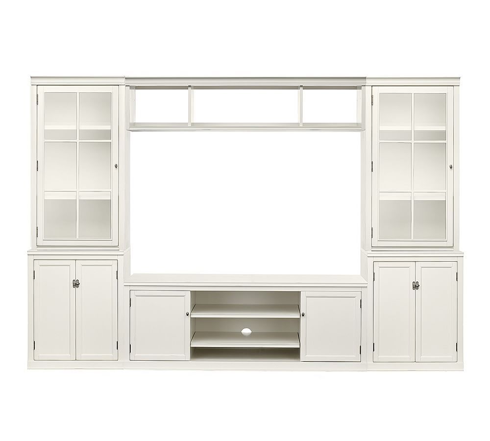 Logan 6-Piece Entertainment Center With Drawers, Glass Cabinet Hutch, 110"" Wide | Pottery Barn (US)