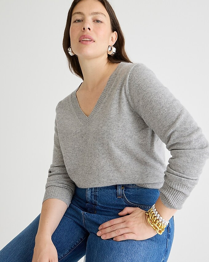 Cashmere cropped V-neck sweater | J. Crew US