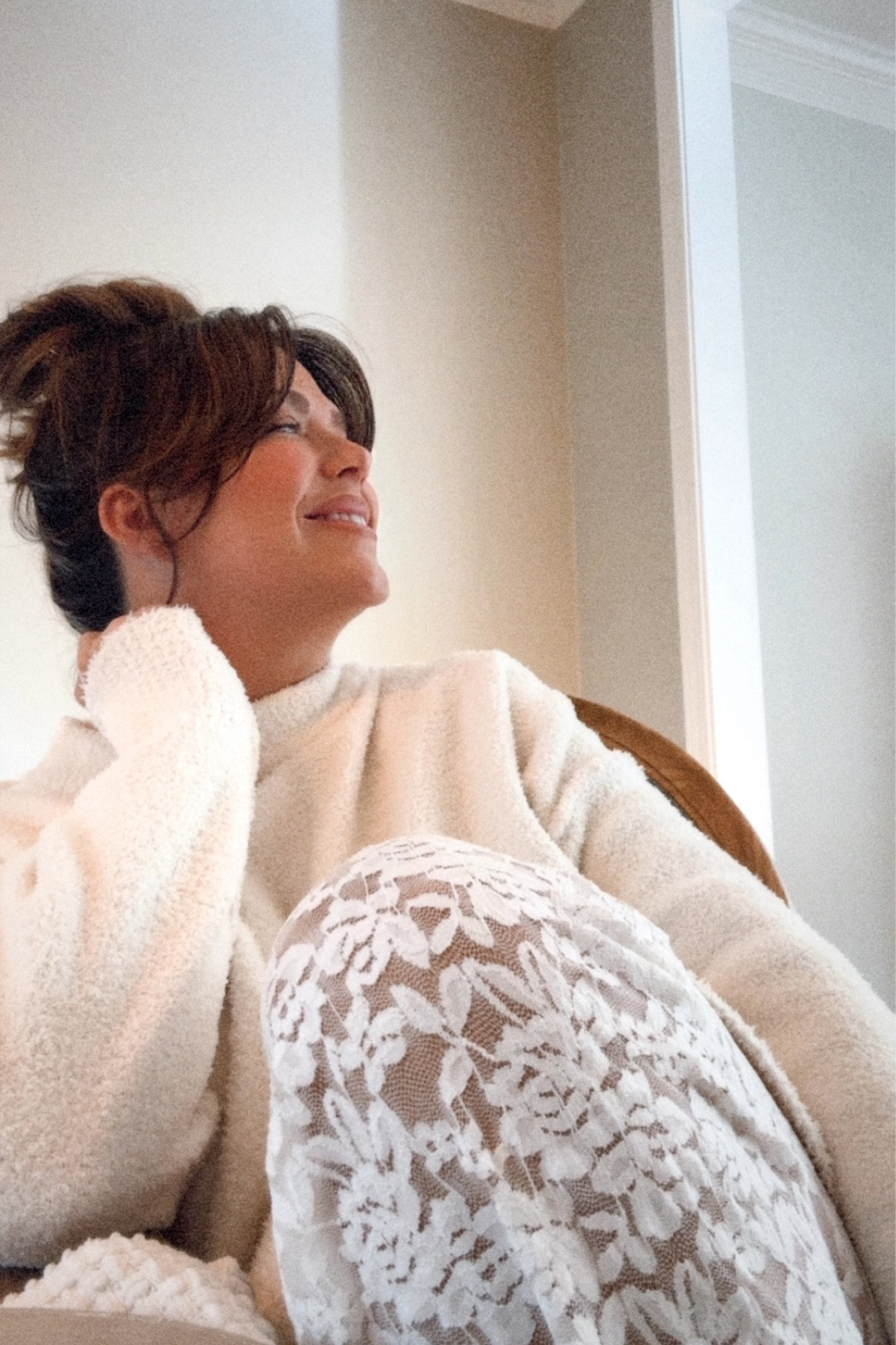 Fuzzy sweaters and lace pants for Fall! I am obsessed with these lace pants and so is my husband lol they are an Amazon must and so is this fluffy sweater that I can’t take off ! #lacepants #falloutfit #cozy outfit 

#LTKOver40 #LTKSeasonal #LTKxPrimeDay