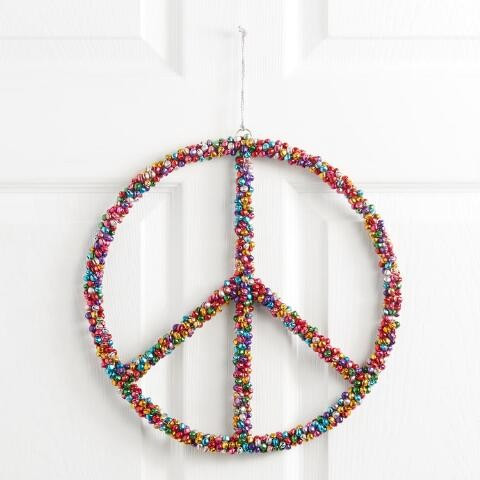Multicolor Mini Bell Peace Sign Hanging Decor | World Market