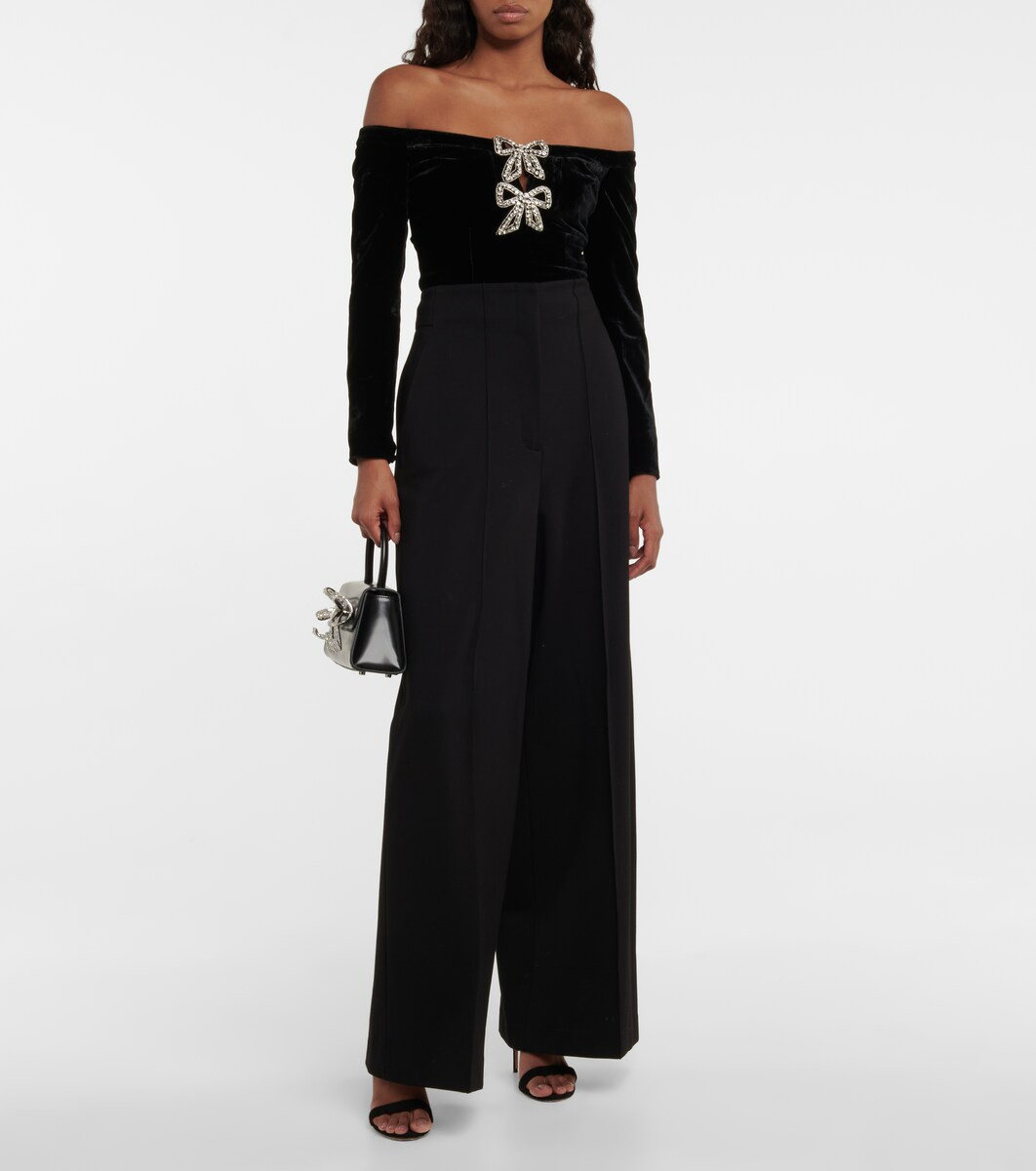 Bow-embellished velvet top | Mytheresa (UK)