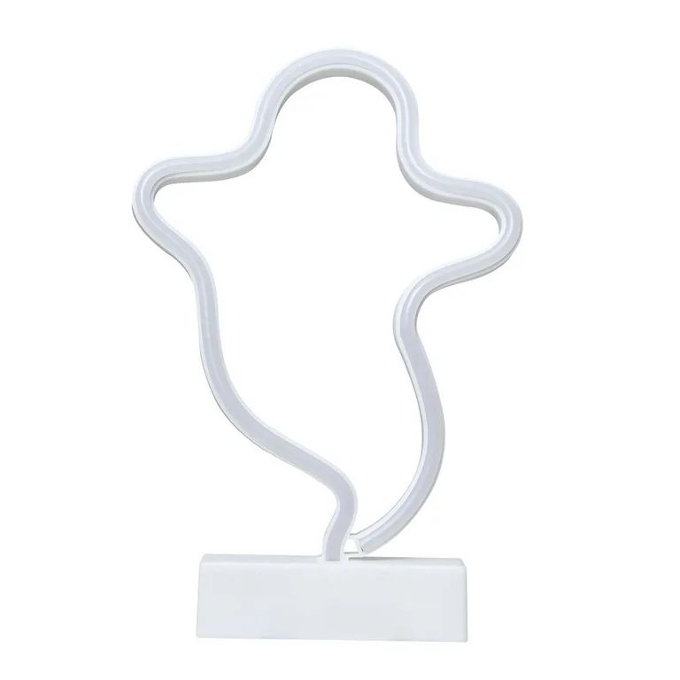 Way to Celebrate Halloween 11-Inch Battery Operated Cool White LED Ghost Table Ornament, with Tim... | Walmart (US)