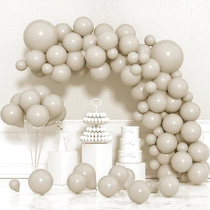 White Sand Balloons,77 Pack Matte White Balloons Different Sizes 12 Inch 10 Inch 5 Inch Cream Bal... | Amazon (US)