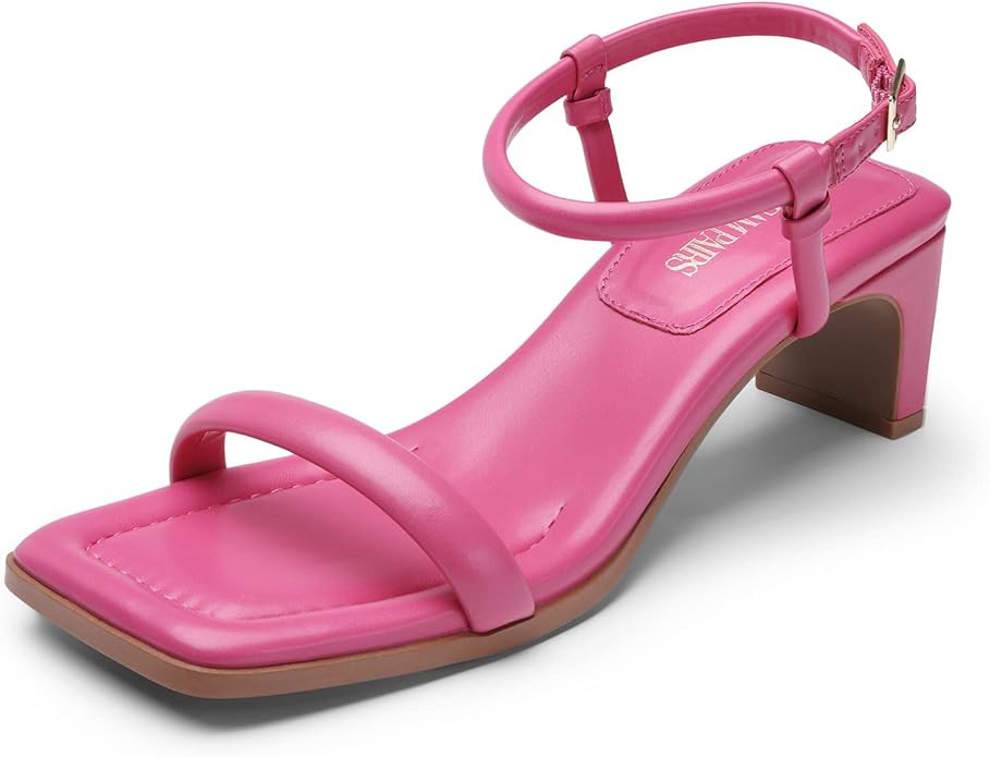 DREAM PAIRS Womens Heels Open Toe Ankle Strap Square Cute Wedding Party Sandal Comfort Dress Shoe... | Amazon (US)