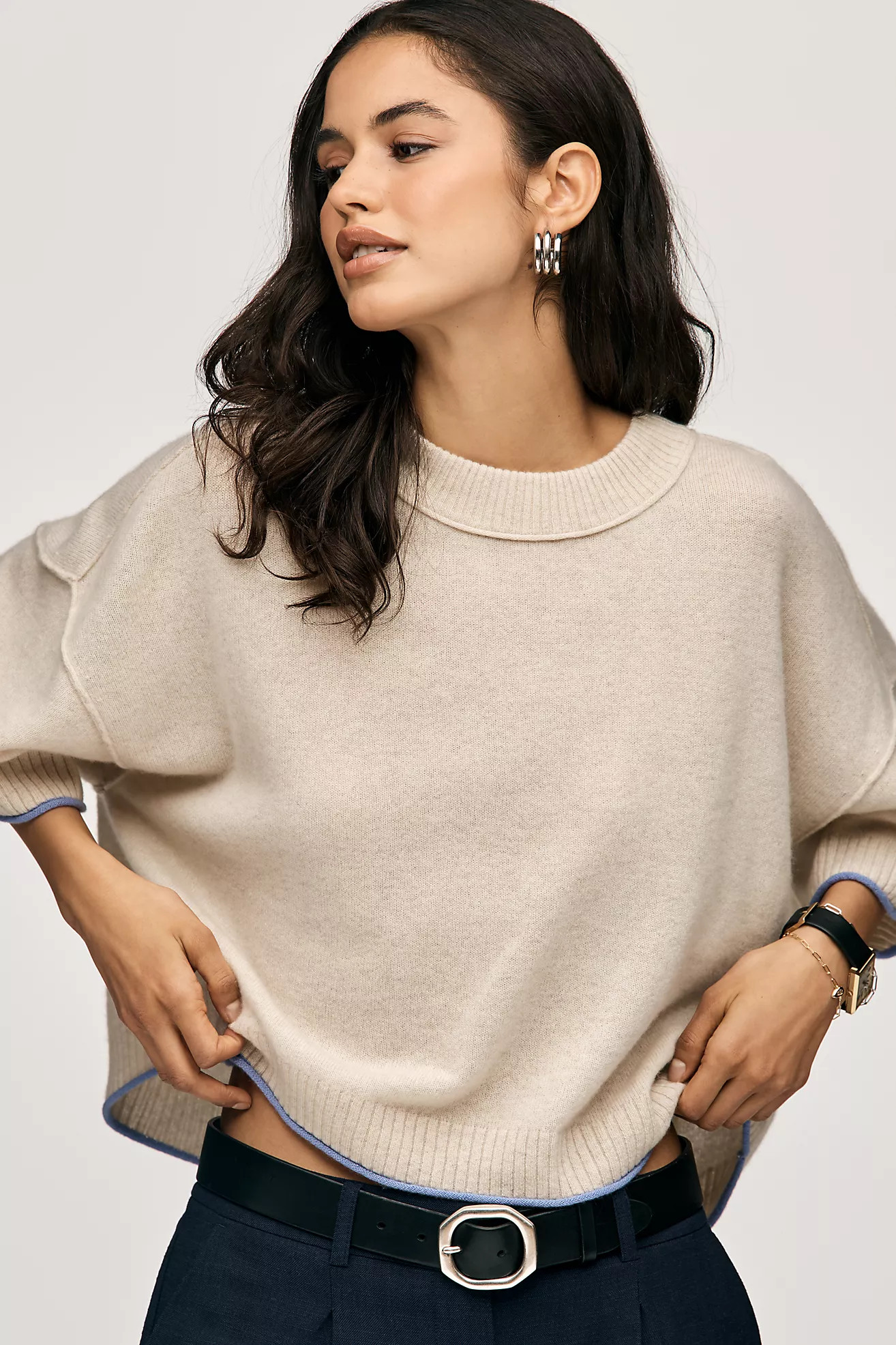 The Goldie Crew-Neck Cashmere Sweater | Anthropologie (US)
