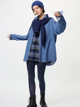 Women's HEATTECH Leg Shaper Tights with Deodorizing Navy Medium UNIQLO US | UNIQLO (US)