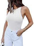 REORIA Butsmooth® Women’s Basic Sexy Sleeveless Racer Back Halter Neck Bodysuit Tank Tops | Amazon (US)