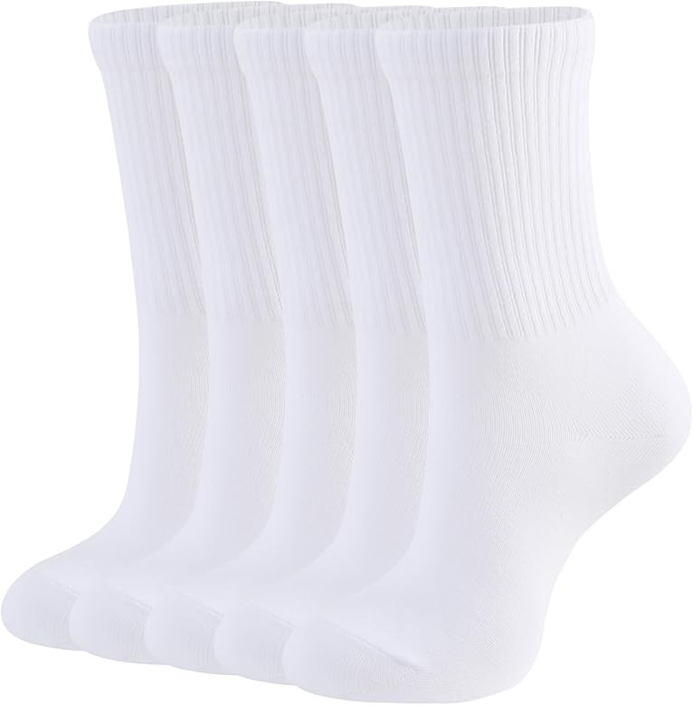 CLOSEMATE Womens Calf Crew Socks Comfortable Soft Cotton and Lightweight 5 Pairs | Amazon (US)