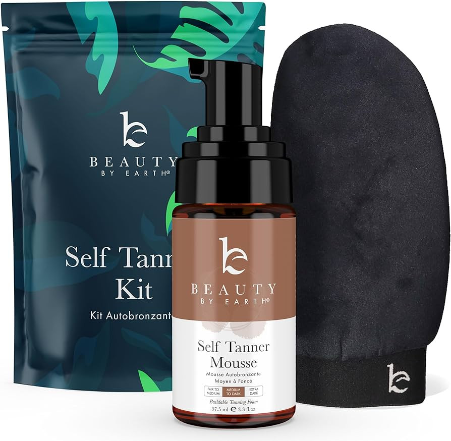Self Tanner Tanning Mousse Kit - USA Made with Natural & Organic Ingredients, Self Tanner Mousse and Mitt, Self Tan Kit, Fake Tan Tanning Foam, Medium to Dark Sunless Tanner, Self Tanners Best Sellers | Amazon (US)