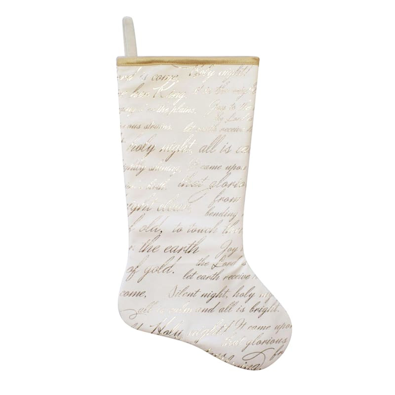 Gold Script Stocking, 21" | At Home