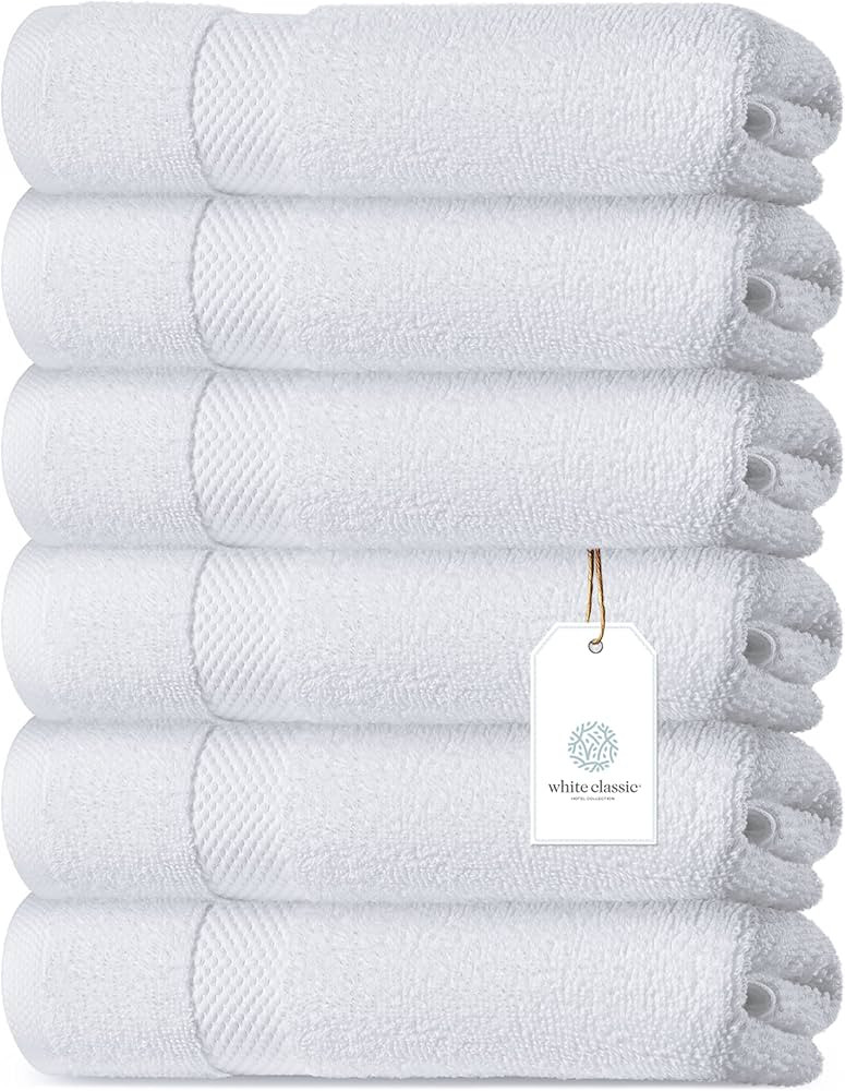 Juego de toallas de mano White Classic de lujo, set de toallas para el baño, hotel, spa, cocina,... | Amazon (US)