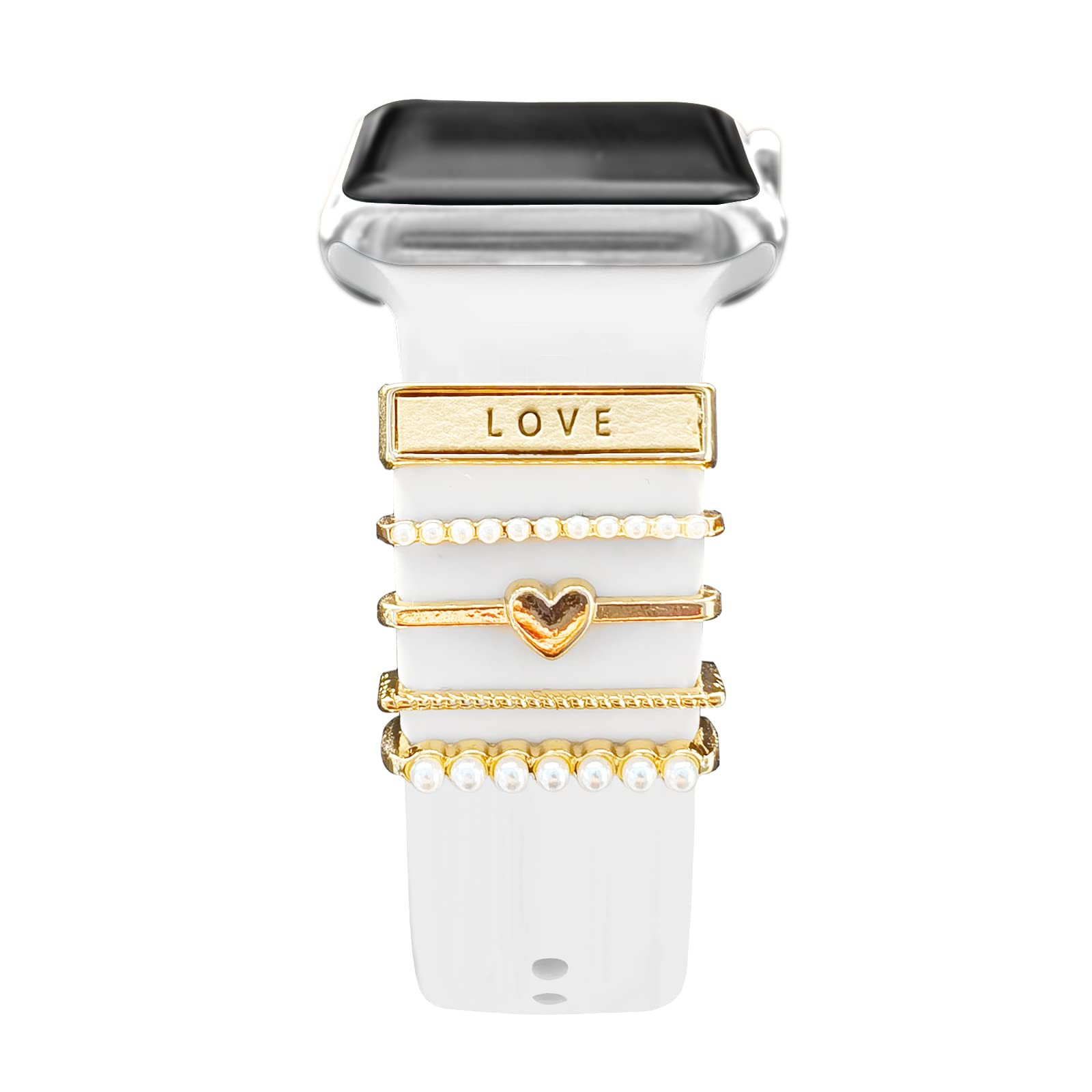 5Pcs Charms for Apple Watch band 41mm 45mm 40mm 44mm 38mm 42mm 46mm 49 Women,Diamond+Metal Jewelr... | Amazon (US)