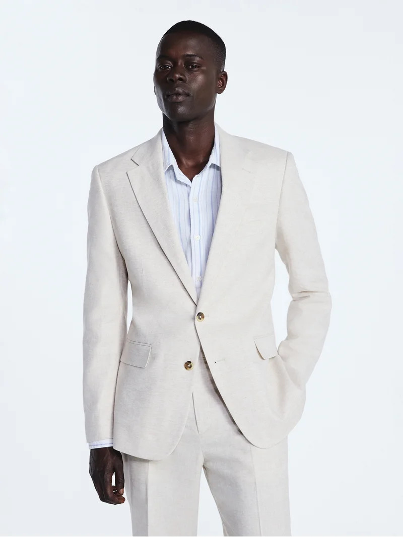 Free Assembly Men's Tailored Fit Linen Blend Suiting Blazer, Sizes 40R-52R | Walmart (US)