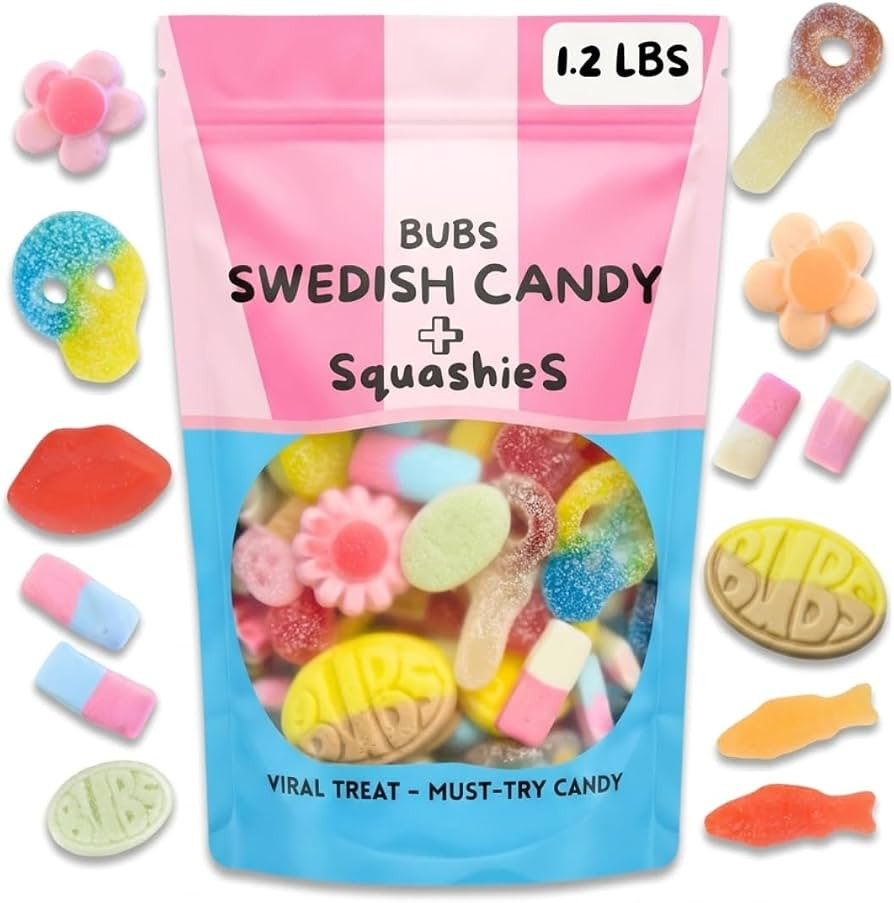 Swedish Candy Mix with UK’s Famous Squashies – 1.2 lbs Bulk Bag of Viral Sweets Including Bub... | Amazon (US)