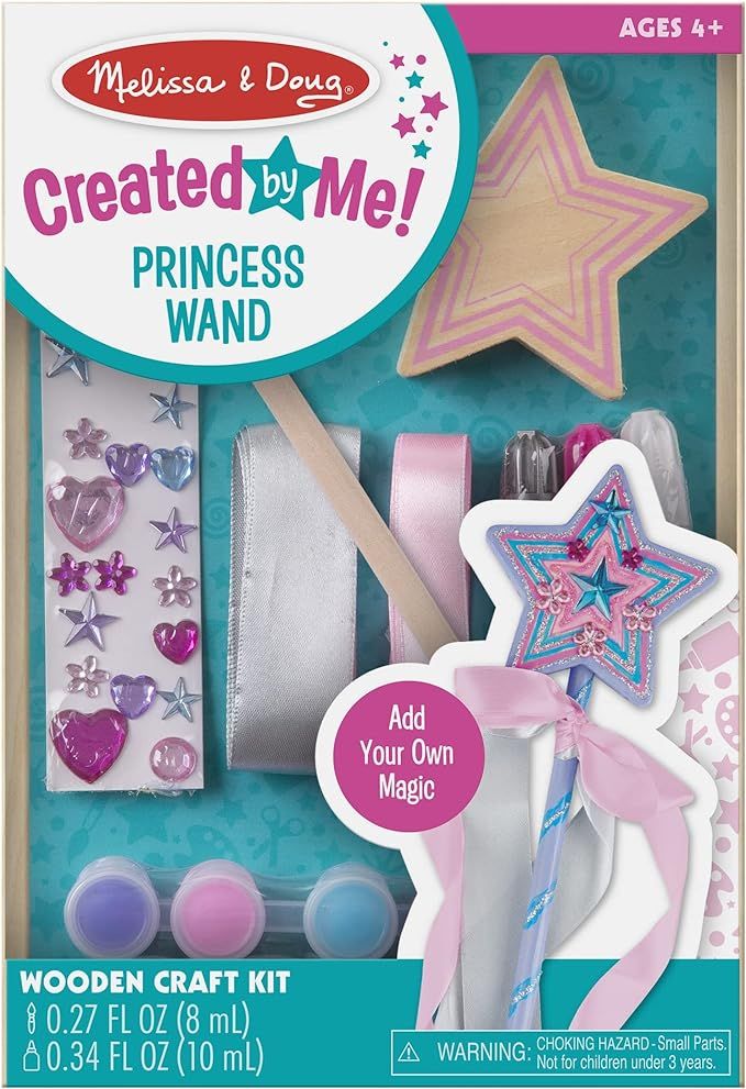 Melissa & Doug Created By Me! Paint & Decorate Your Own Wooden Princess Wand Craft Kit, Pink - Gr... | Amazon (US)