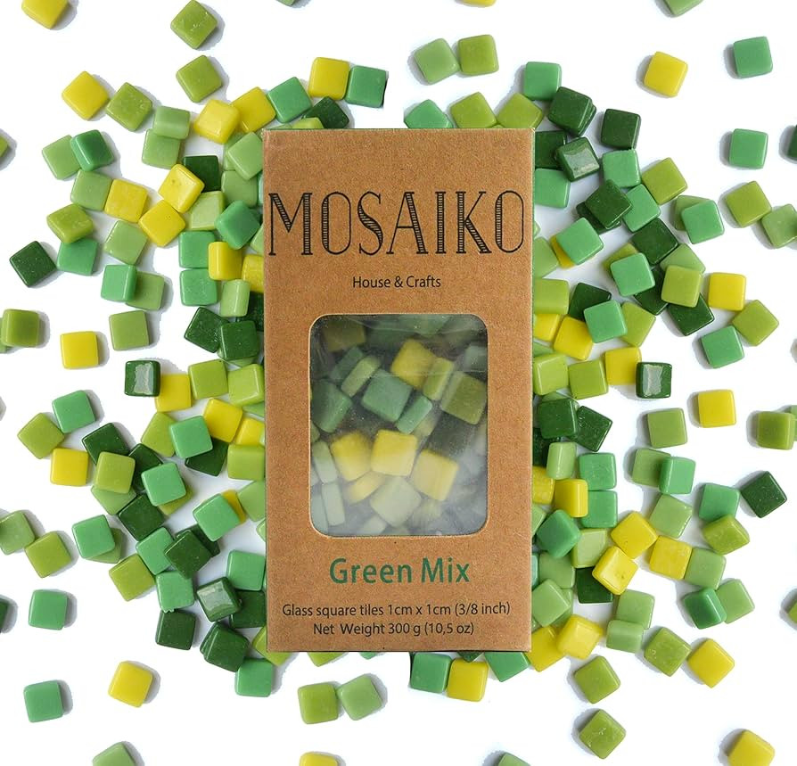 MOSAIKO Green Mix 300g (10.5oz) - Mosaic Glass Tiles for Crafts - Premium Quality Stained Square ... | Amazon (US)
