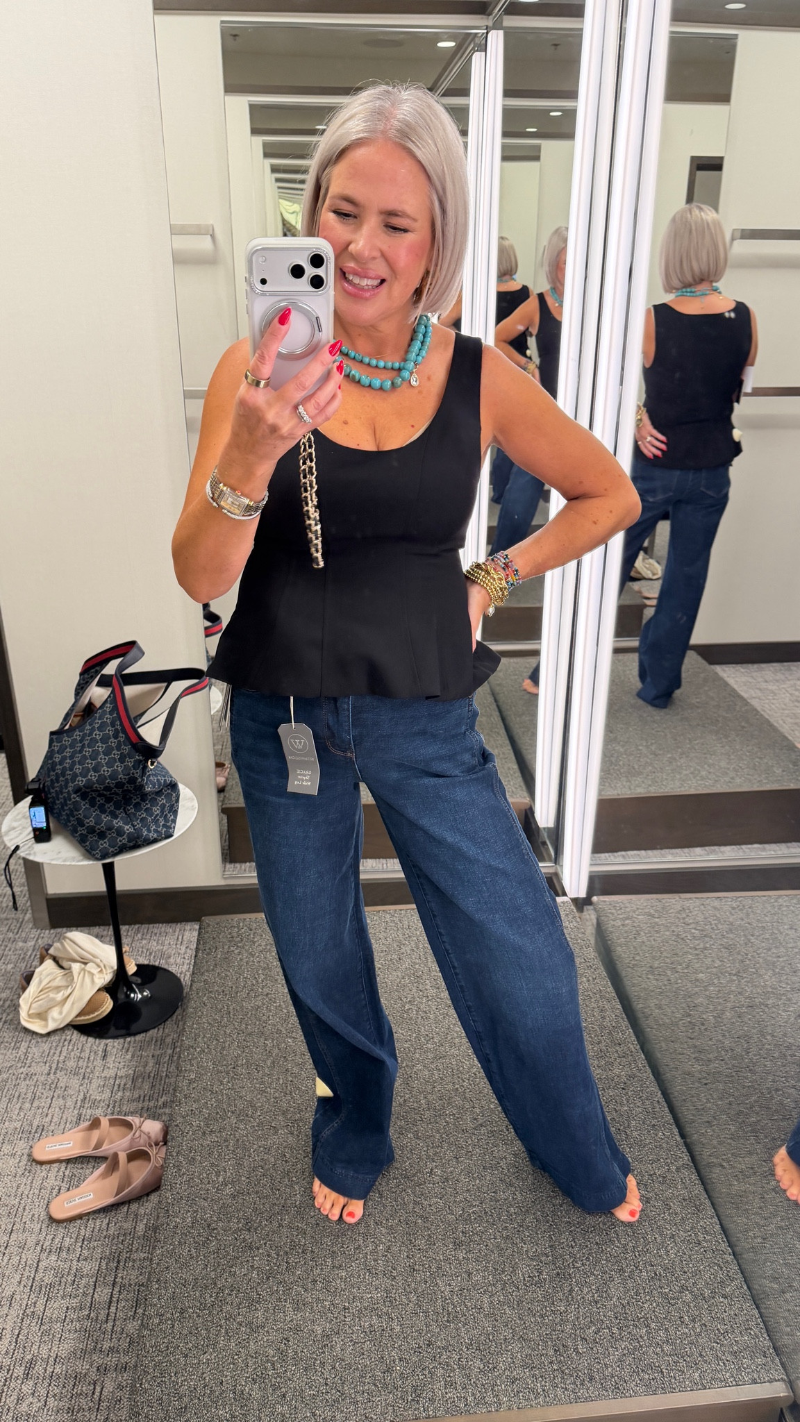 Love this cute peplum top!! and the dark wash denim is perfect for going into fall! nordstrom, nordstrom sale, anniversary sale, fashion, outfits, beauty, sale, denim, tops, dresses, home, inspo

#LTKootd #LTKSeasonal #LTKSaleAlert