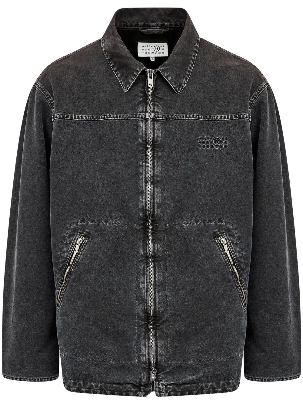 MM6 Maison Margiela numbers-motif denim jacket - Black | Farfetch Global