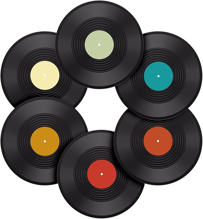Facmogu 12 Inch Vinyl Wall Decor 6 Pack, Fake Vinyl Records Decorations | For Aesthetic Party Dec... | Amazon (US)