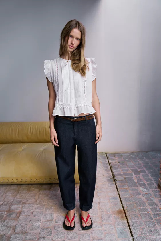 CHINO TROUSERS WITH BRAIDED BELT | Zara UK