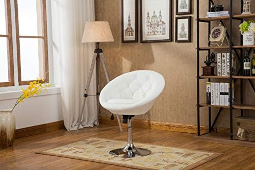 Roundhill Furniture Noas Contemporary Round Tufted Back Tilt Swivel Accent Chair, White | Amazon (US)