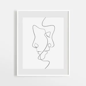 Minimal Face Line Art Print, Minimalist Printable Wall Art, Fine Line Abstract Artwork, Simple Dr... | Etsy (US)