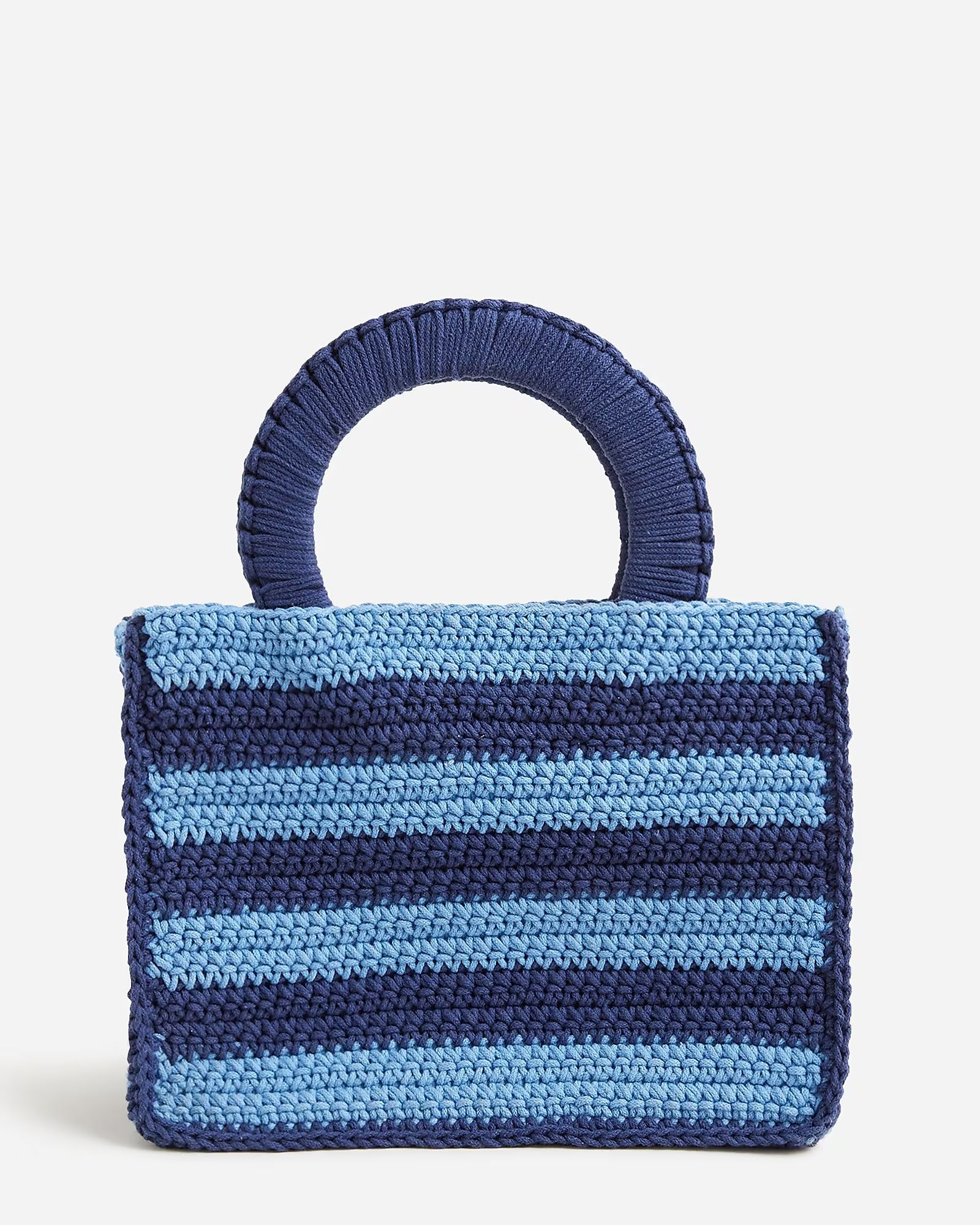 Hand-crocheted rectangle bag in stripe | J.Crew US
