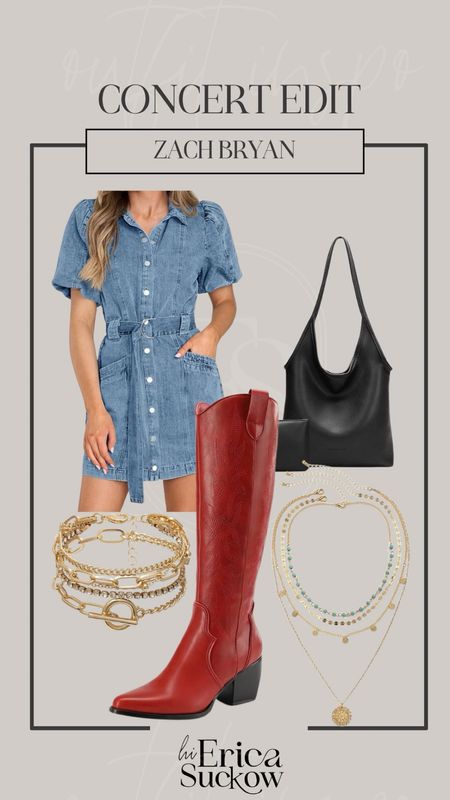 Country concert outfit from Amazon!
I own and love all of these pieces !
Nashville outfit, denim dress, cowboy boots  

#LTKFindsUnder50 #LTKParties #LTKStyleTip