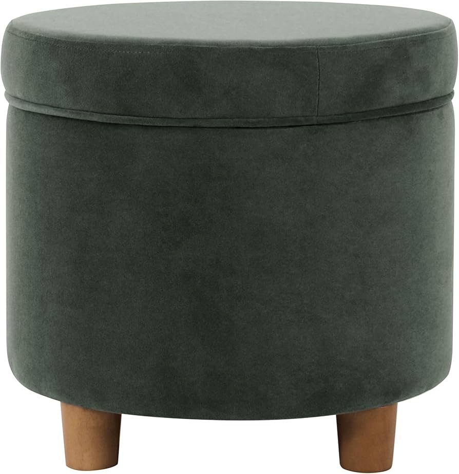 HomePop Home Decor | Upholstered Round Storage Ottoman | Ottoman with Storage for Living Room & B... | Amazon (US)