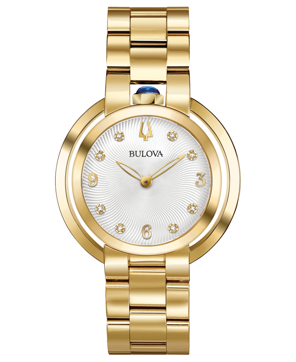 Bulova Women's Rubaiyat Diamond-Accent Gold-Tone Stainless Steel Bracelet Watch 35mm | Macy's