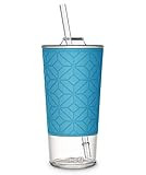 Ello Tidal Glass Tumbler with Straw, 20 oz, Blue Sky Texture | Amazon (US)