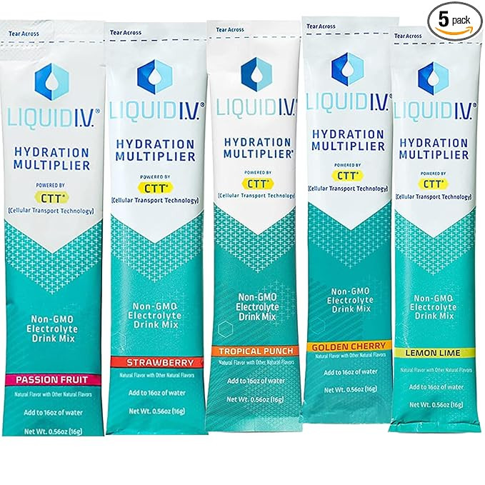 Liquid IV Hydration Multiplier Sampler Variety Pack - Strawberry, Passion Fruit, Tropical Punch, ... | Amazon (US)